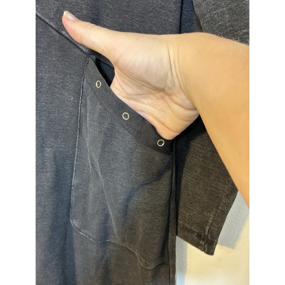 Soft Surrounding Long Sleeve Dress Snap Up 100% Cotton Black Sz‎ XSP Oversized - Picture 2 of 7